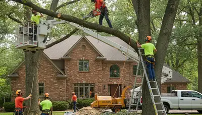 Tree service crew in Aurora, IL providing professional tree trimming and removal