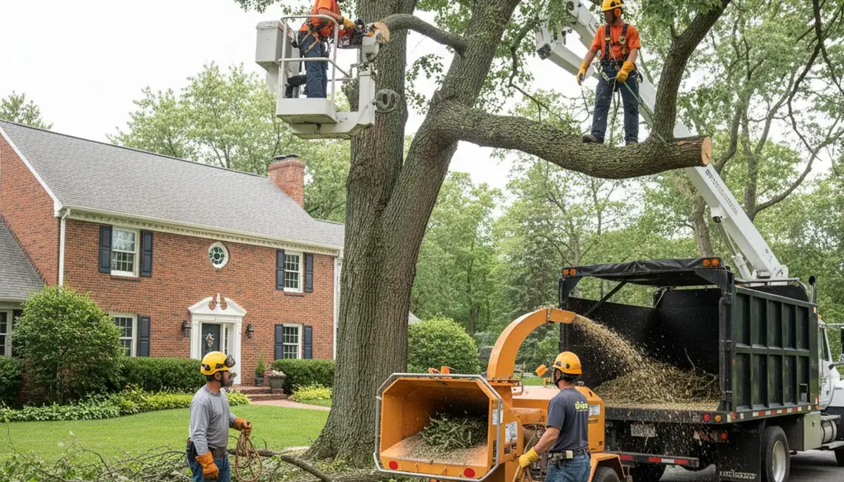 Tree service crew in Aurora, IL providing professional tree trimming and removal service
