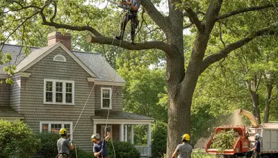 Tree service crew in Aurora, IL providing professional tree care and removal services