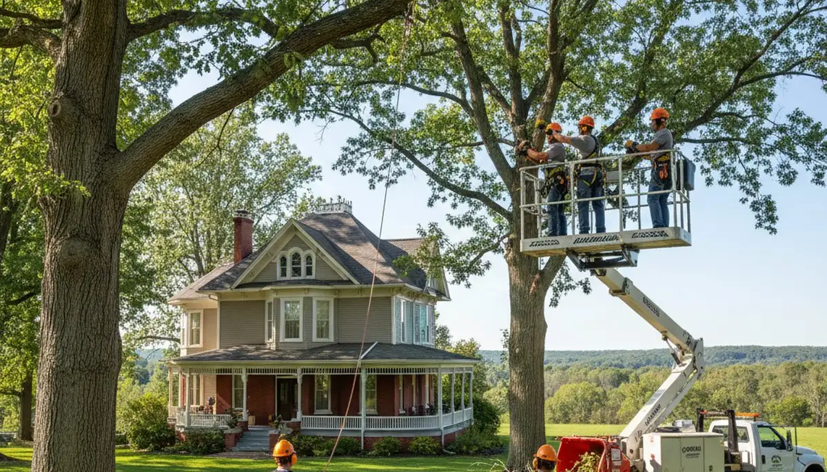 Tree service crew in Aurora, IL providing professional tree trimming and removal services