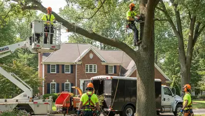 Tree service crew in Aurora, IL providing professional tree removal and trimming services