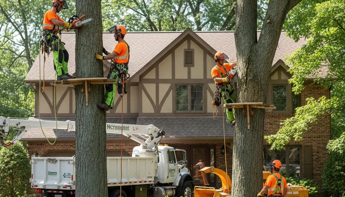 Tree service crew providing professional tree trimming in Aurora, IL