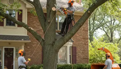Tree service crew in Aurora, IL providing professional tree trimming and removal services