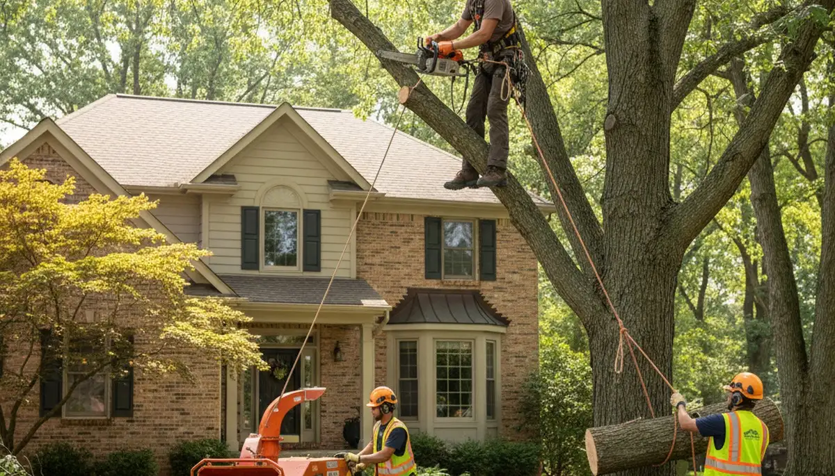 Tree service crew in Aurora, IL providing professional tree care for homes and businesses