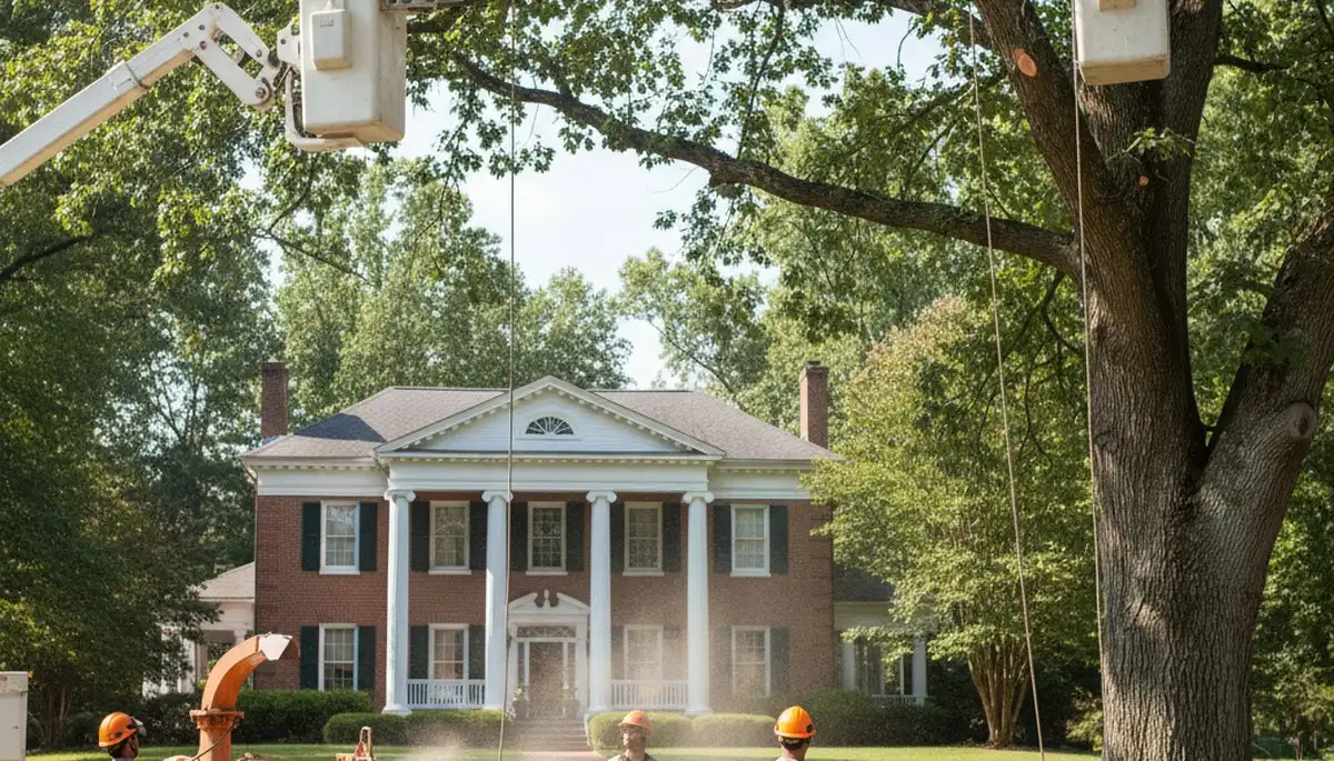 Tree service crew in Aurora, IL performing professional tree trimming and removal work