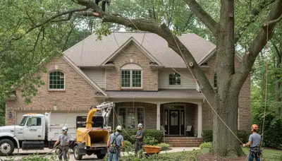 Tree service team in Aurora, IL providing professional tree removal and trimming