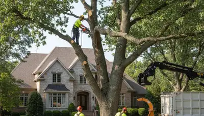 Tree service crew in Aurora, IL providing professional tree trimming and removal services