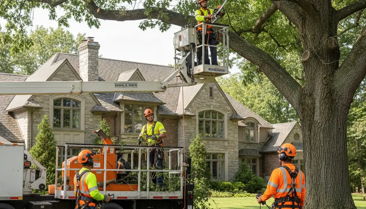 Tree service crew in Aurora, IL providing professional tree removal and trimming support