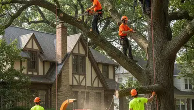 Tree service crew in Aurora, IL handling professional tree removal and trimming work