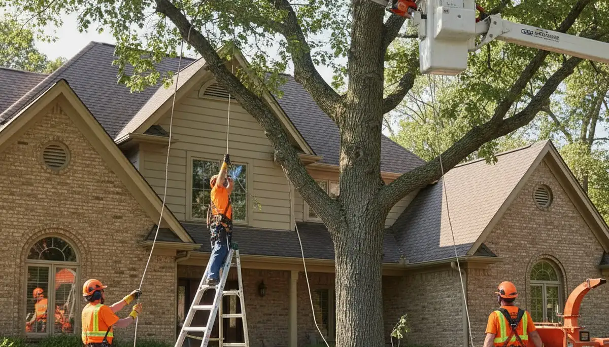 Tree service crew in Aurora, IL providing professional tree care and removal services