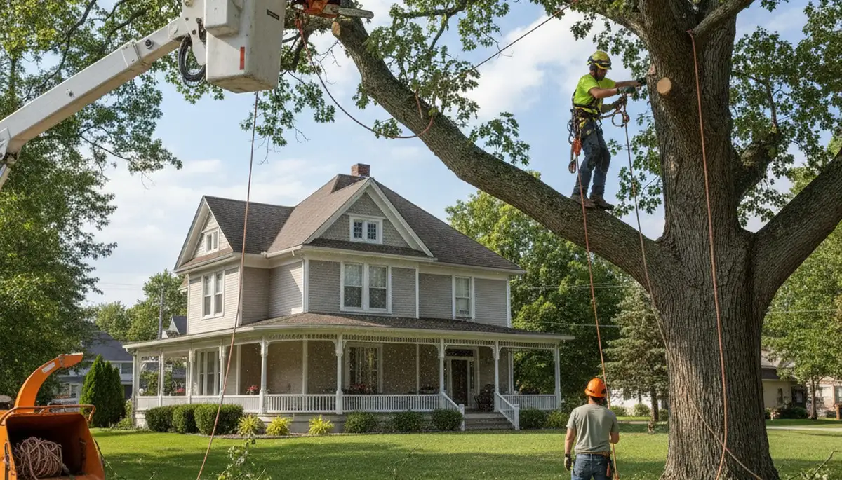 Tree service crew in Aurora, IL providing professional tree removal and trimming services