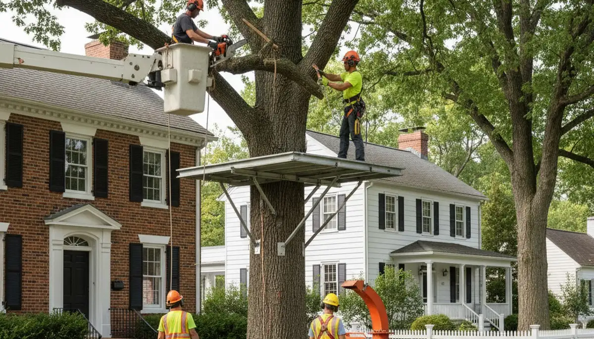 Tree service crew in Aurora, IL providing professional tree care and removal services