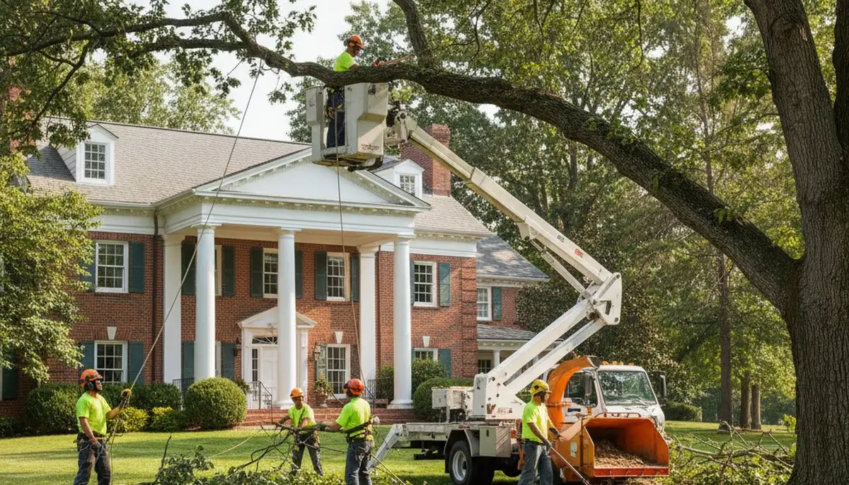 Tree service crew in Aurora, IL handling professional tree care for residential and commercial properties