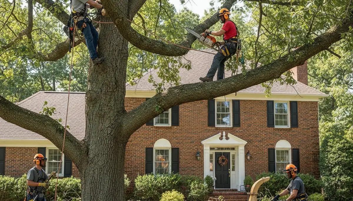 Tree service crew in Aurora, IL providing professional tree trimming and removal services