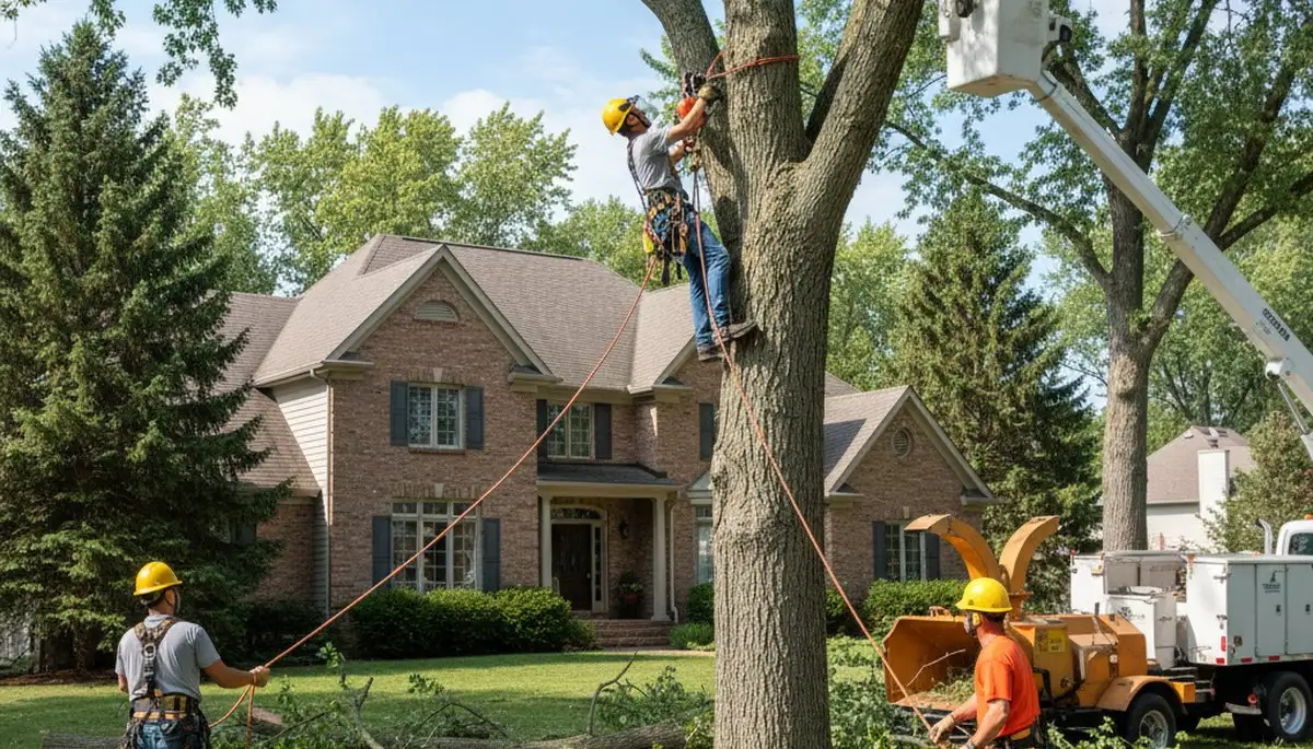 Tree service crew providing professional tree trimming in Aurora, IL