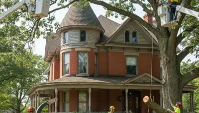 Tree service crew in Aurora, IL providing professional tree trimming and removal services