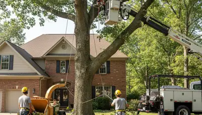 Tree service crew in Aurora, IL providing professional tree trimming and removal services