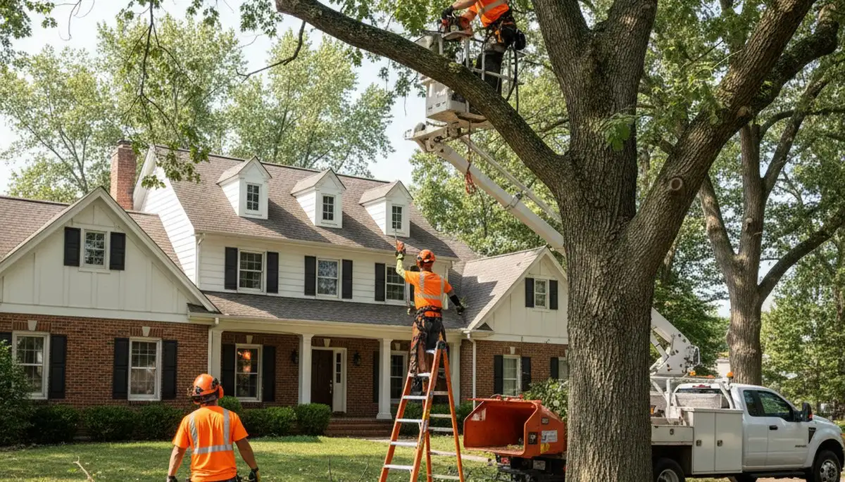 Tree service crew in Aurora, IL providing professional tree care and removal for local properties
